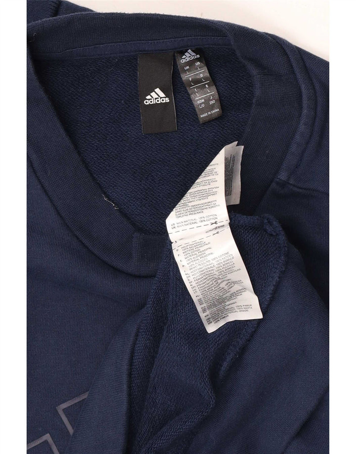 Adidas Męska bluza z grafiką o regularnym kroju, duża, granatowa, bawełniana