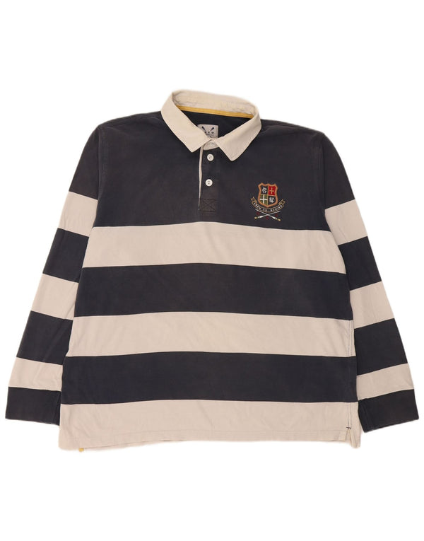 Crew Clothing Męska koszulka polo do rugby z długim rękawem, 2XL, granatowa w paski