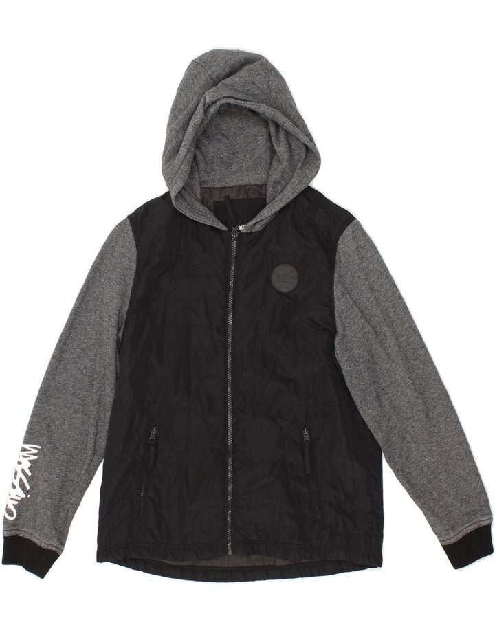 MOSSIMO Boys Hooded Bomber Jacket 11-12 Years Black Colourblock Polyester Vintage Mossimo and Second-Hand Mossimo from Messina Hembry 