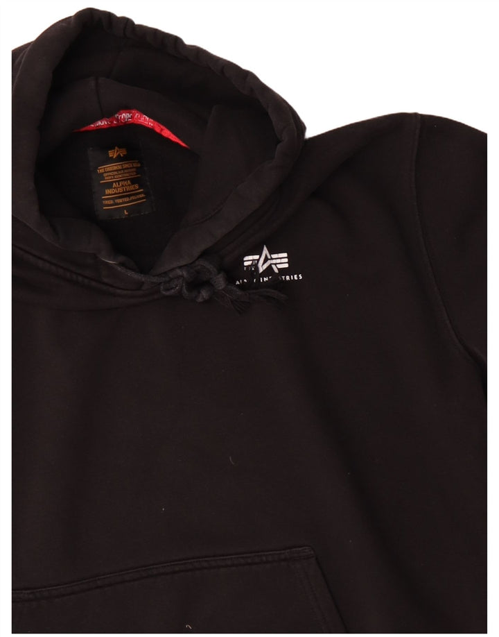 Męski sweter z kapturem Alpha Industries, duży, czarny, bawełniany