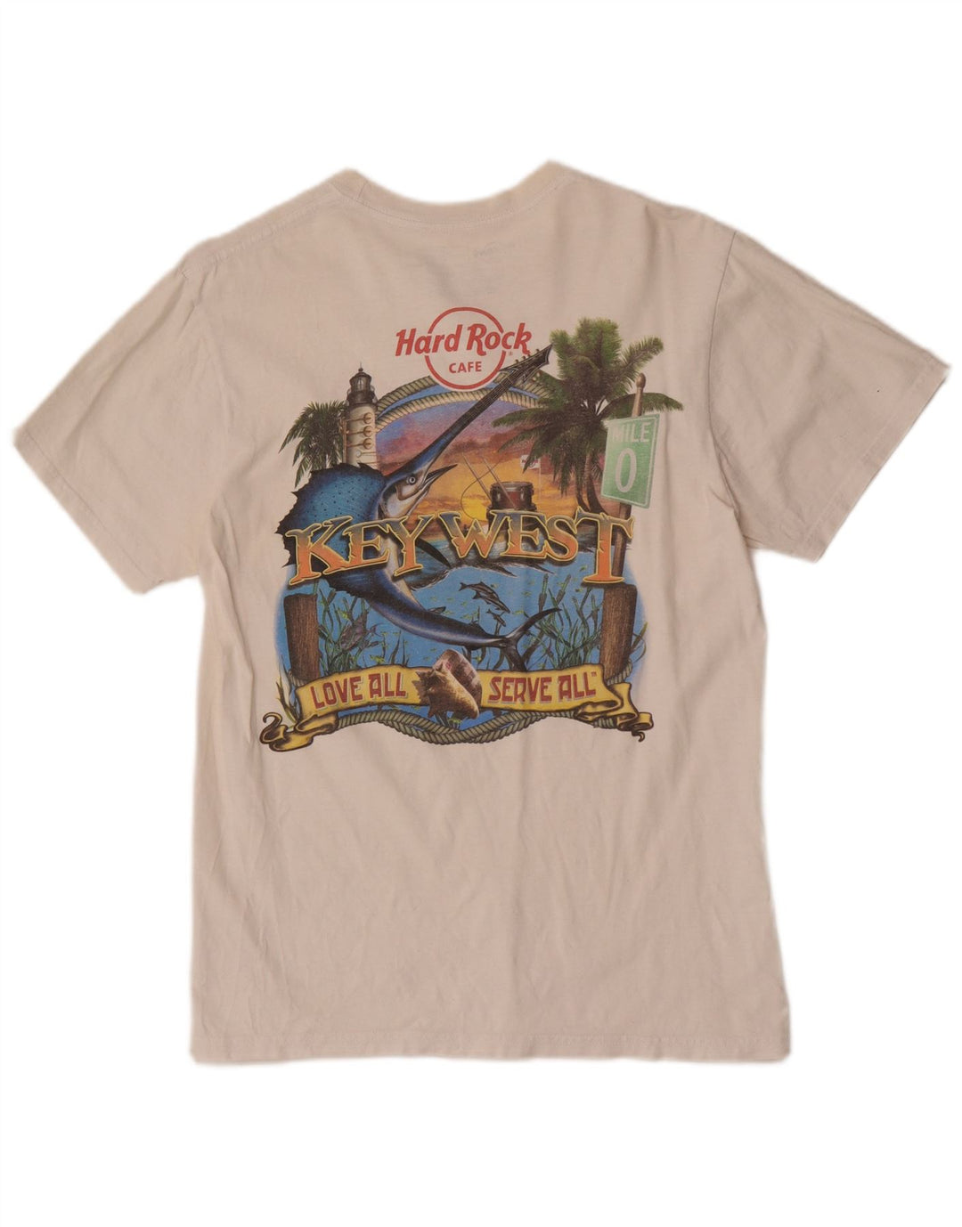 Męska koszulka z grafiką Hard Rock Cafe Key West, średnia, biała bawełna