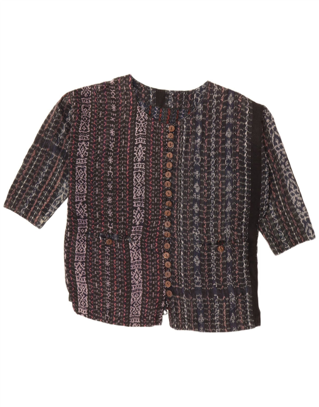 Damska bluzka koszulowa z rękawem 3/4 VINTAGE UK 18 XL w czarne paski