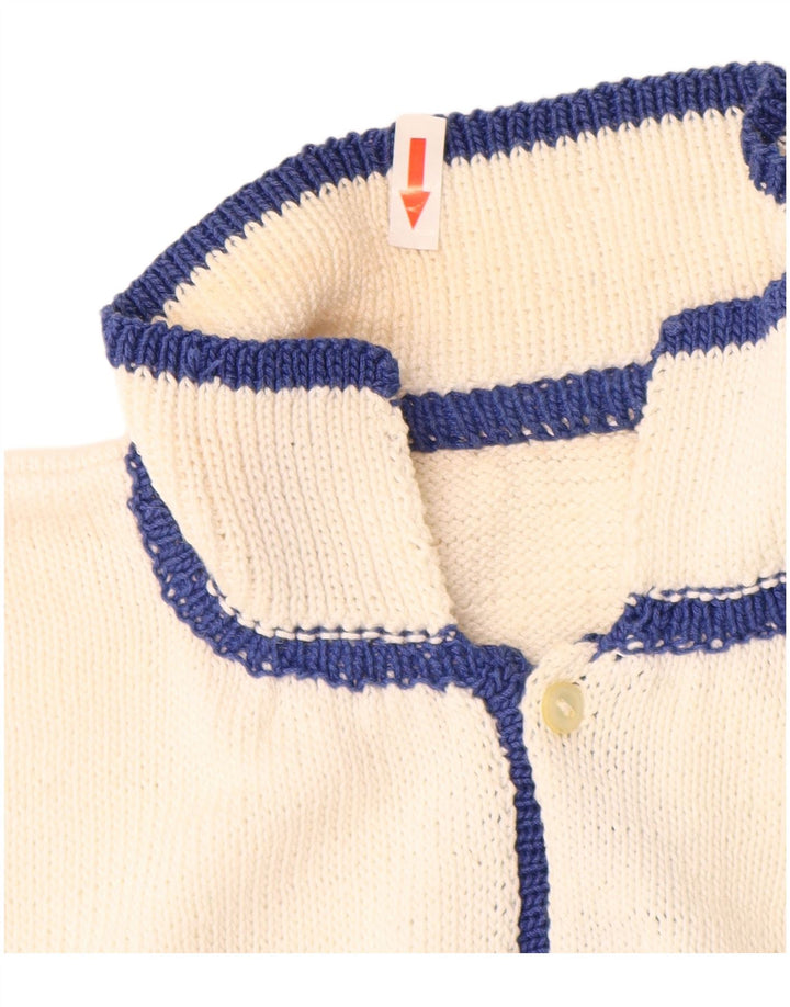 Męski sweter z golfem w stylu vintage, średnio biały, geometryczny