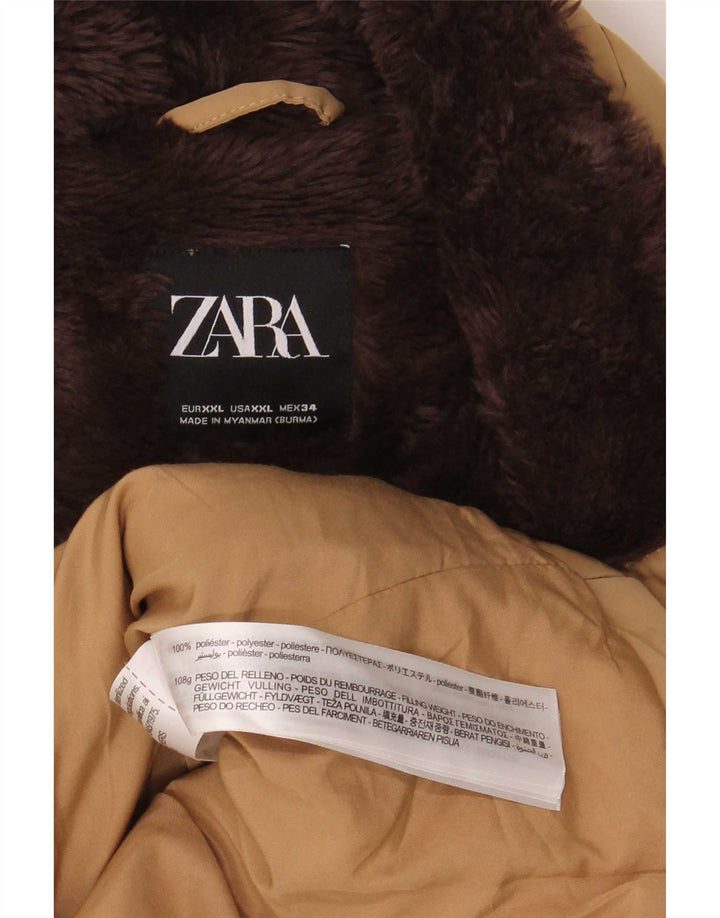 Kurtka damska Zara Sherpa Padded Jacket UK 20 2XL Beżowy poliester