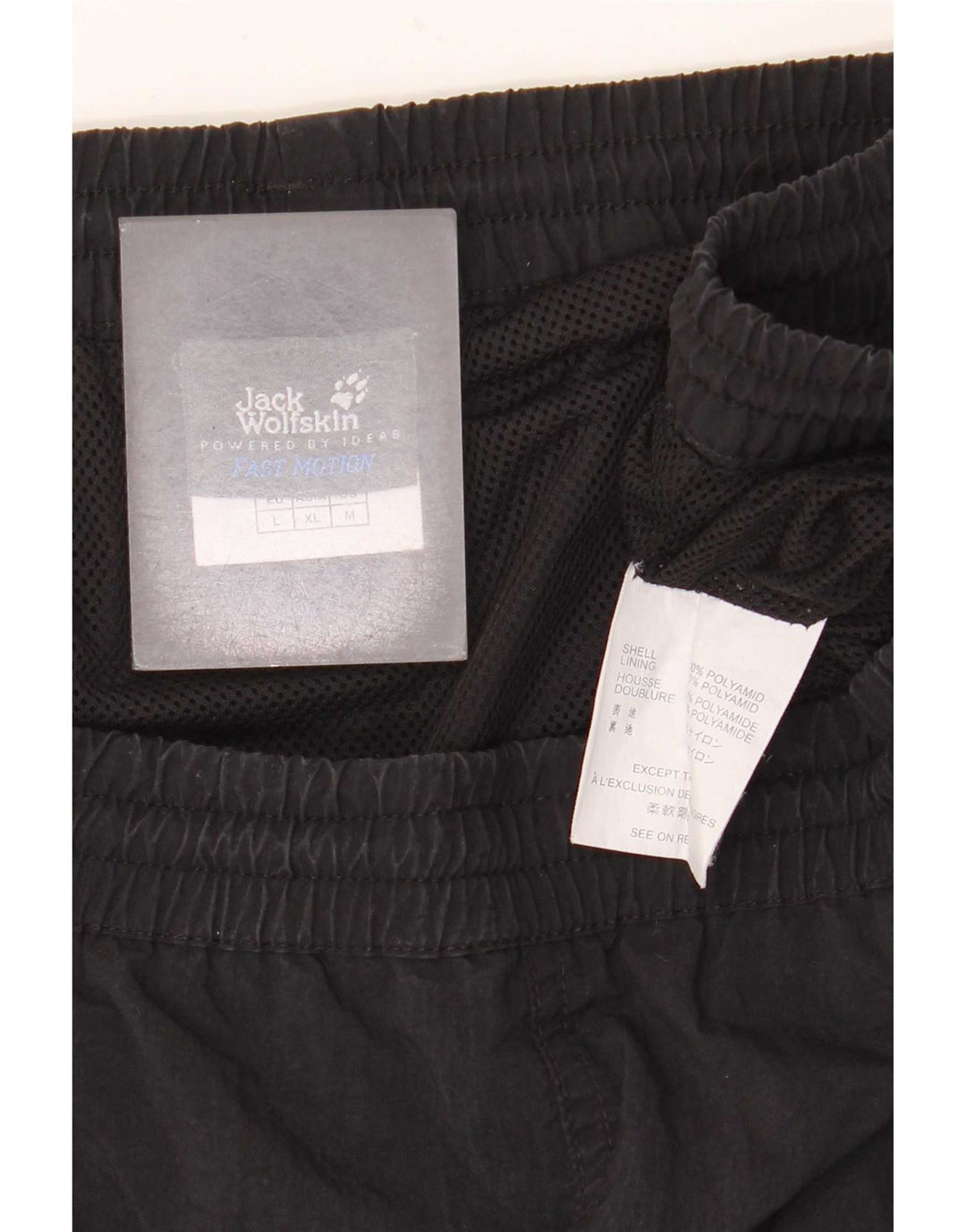 Męskie spodenki kąpielowe Jack Wolfskin Cargo, duży czarny poliamid z blokami kolorów