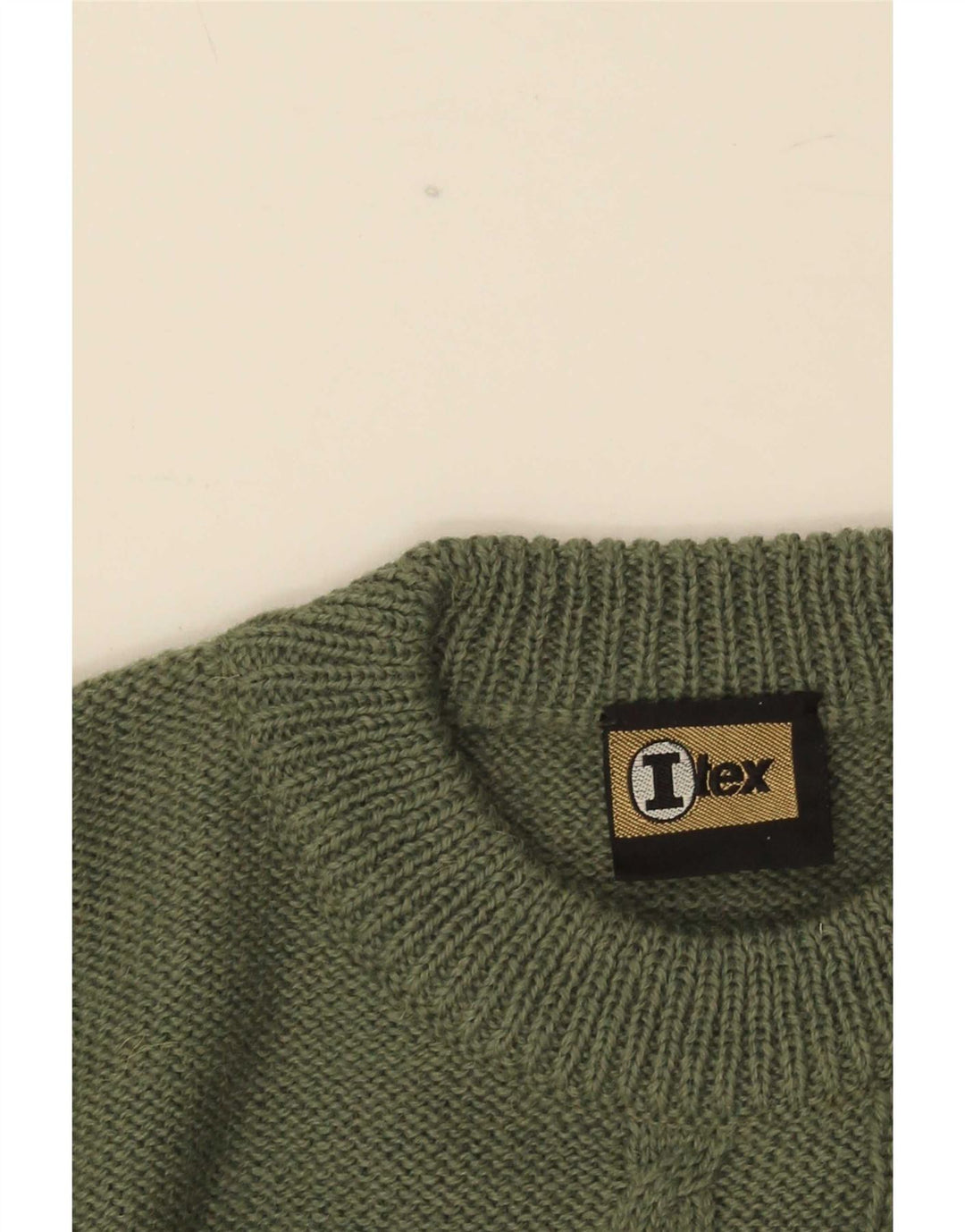 Vintage męski sweter z okrągłym dekoltem IT 50 średni zielony