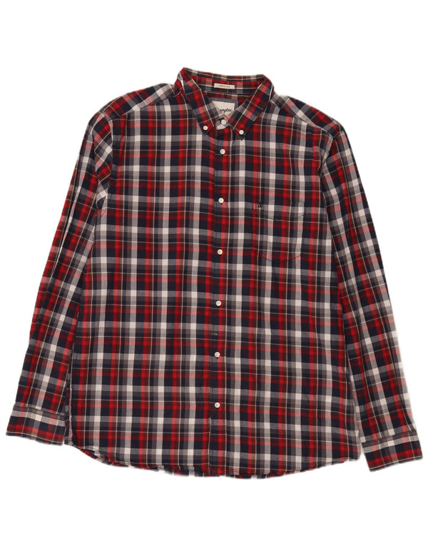 Wrangler Męska koszula flanelowa XL w czerwoną kratę, bawełniana