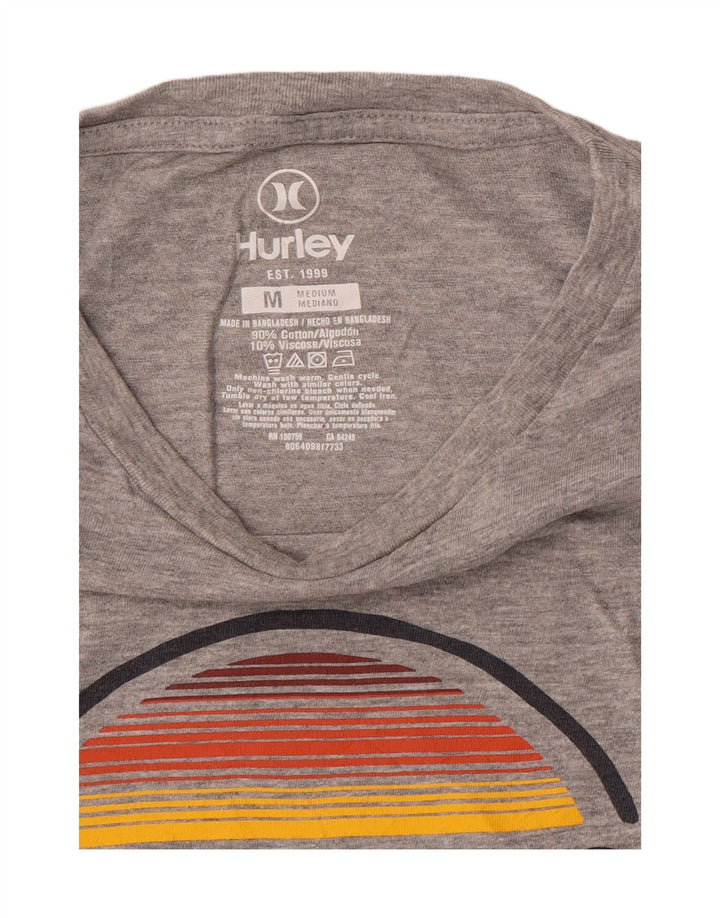 Męski T-shirt z grafiką Hurley Top, średnioszary, bawełniany