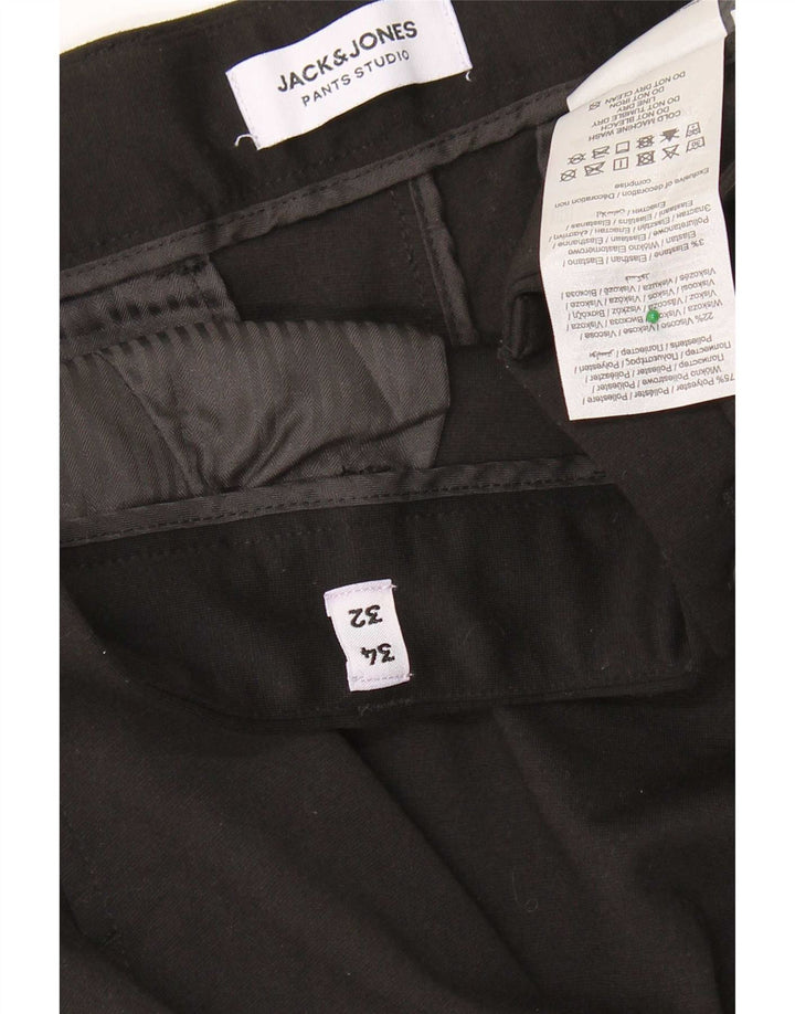 Męskie spodnie typu slim casual Jack & Jones W34 L32 Czarny poliester