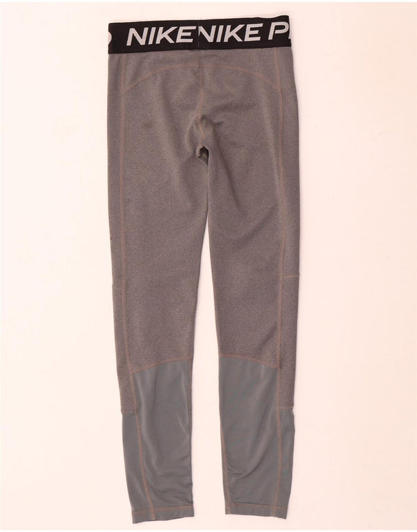 Dziewczęce legginsy Nike Dri Fit Graphic 12-13 lat, duże, szare, z blokami kolorów