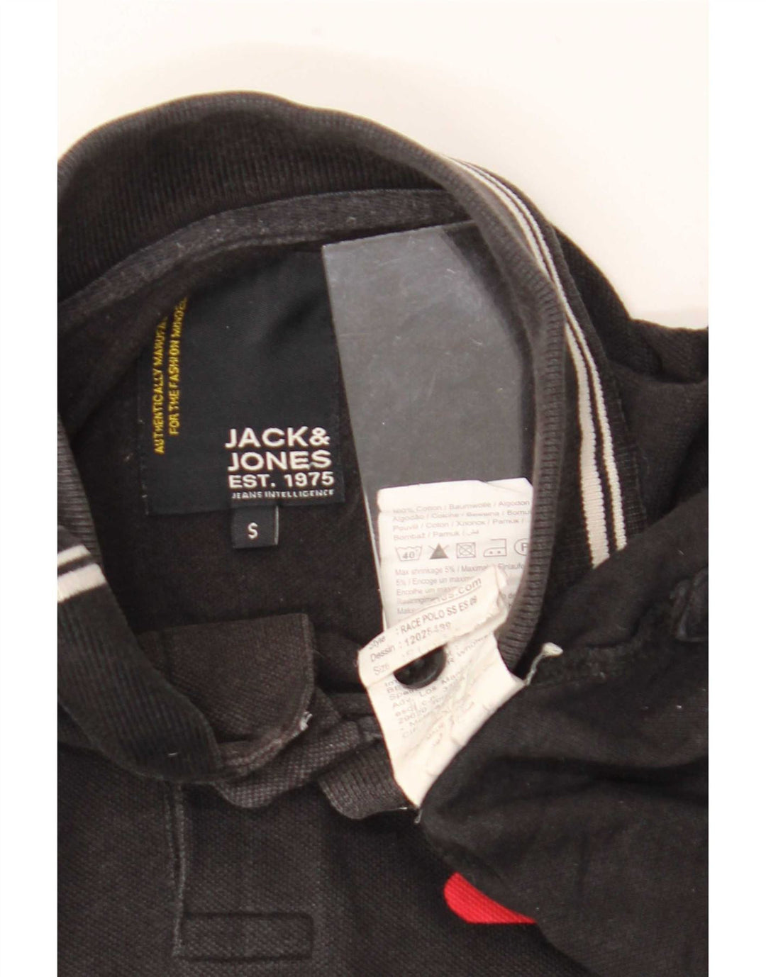 Męska koszulka polo Jack & Jones z grafiką, mała, czarna, bawełniana