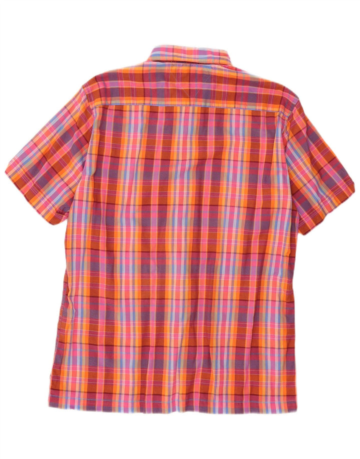 Męska koszula z krótkim rękawem Tommy Hilfiger, bawełniana w średnią czerwoną kratkę