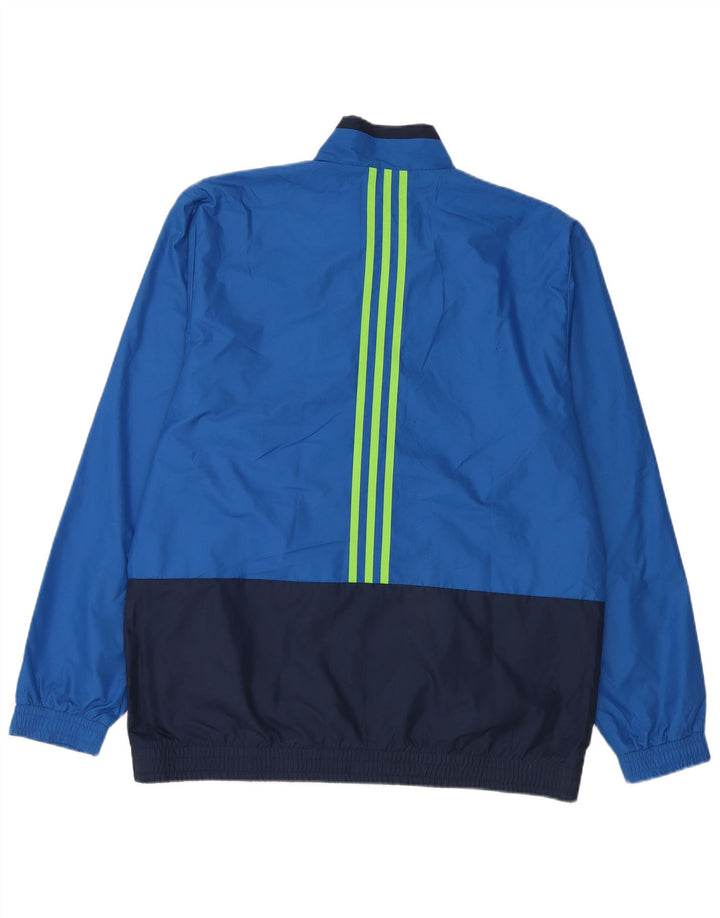 Adidas Męska bluza dresowa UK 42/44 Duży niebieski poliester z blokami kolorów