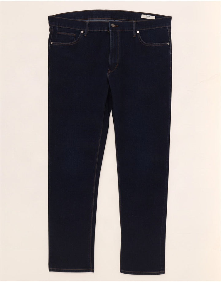 Marks & Spencer Męskie jeansy slim W40 L31 Granatowe, bawełniane