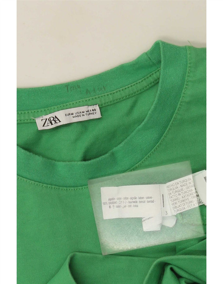 T-shirt męski Zara, bawełniany, średni zielony