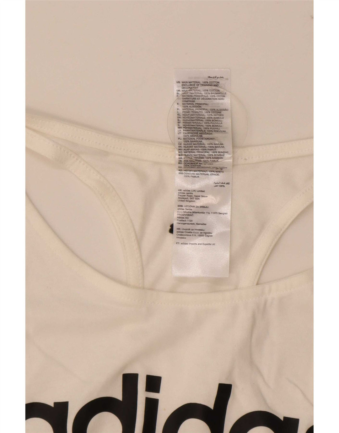 Damska kamizelka graficzna Adidas Top UK 12/14 Średnia biała bawełna