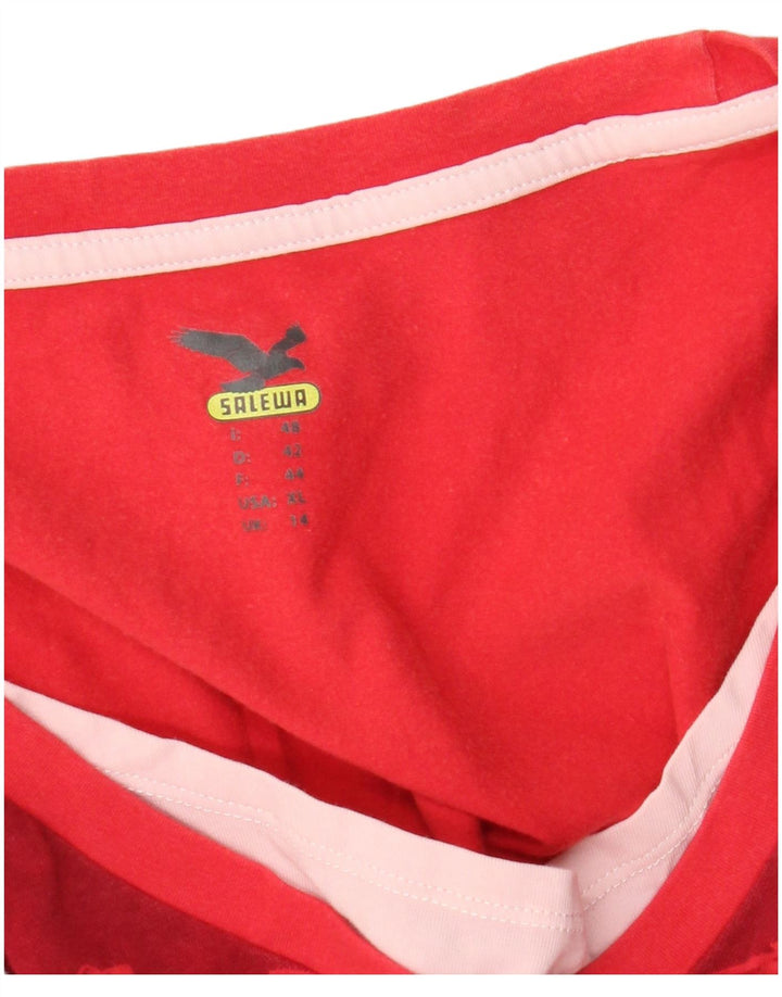 SALEWA T-shirt damski Top UK 14 Średni czerwony w kwiaty