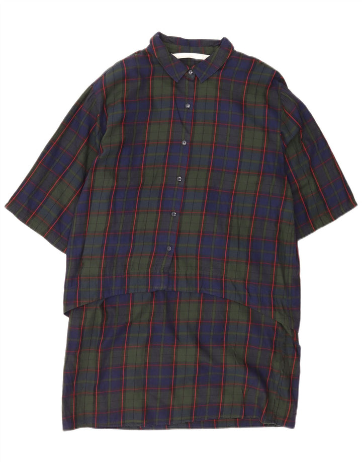 Damska sukienka koszulowa z rękawem 3/4 Zara UK 16, duża granatowa krata