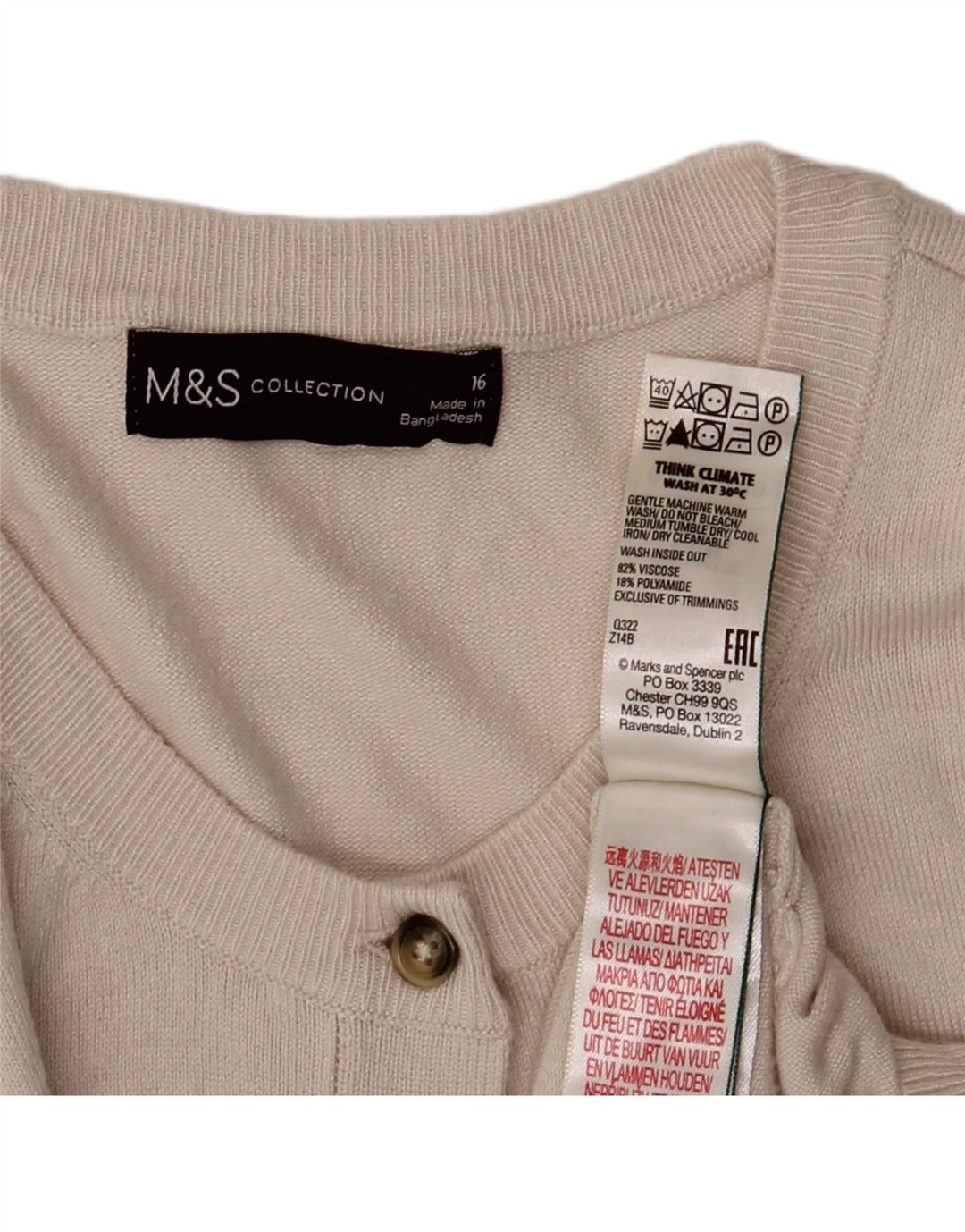 Sweter damski Marks & Spencer UK 16, duży, beżowy, wiskoza