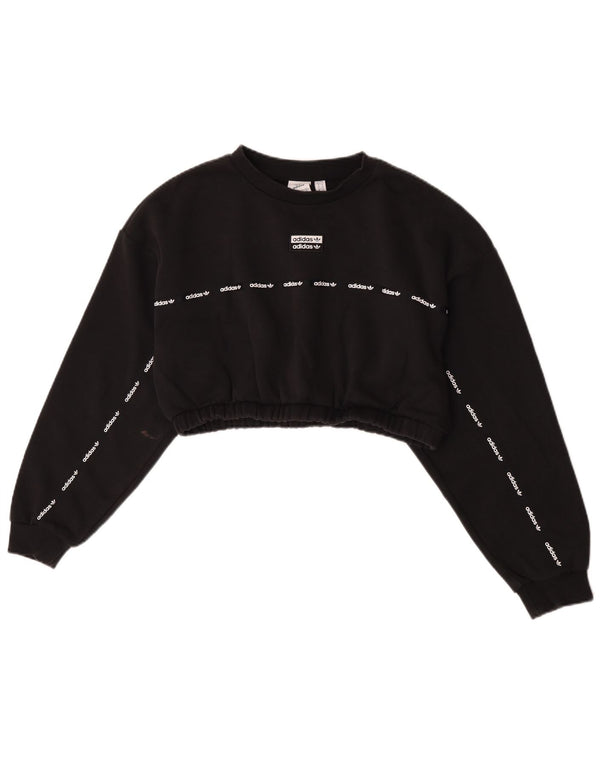Damska bluza Adidas Crop Graphic Jumper UK 16, duża czarna bawełna