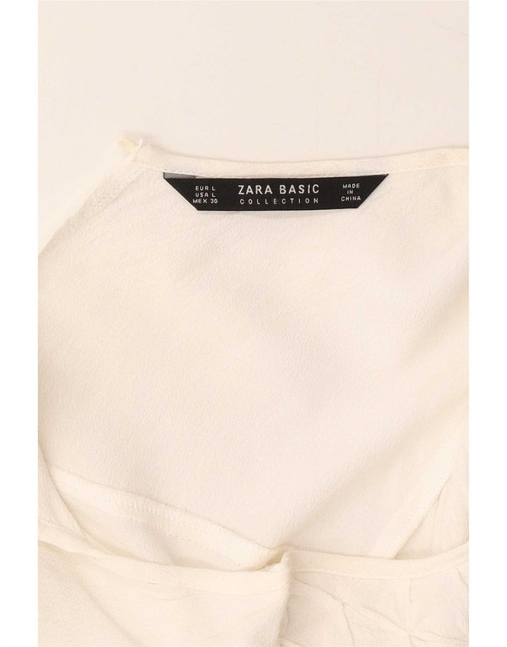 Bluzka damska Zara Top UK 16 Large Biała Wiskoza