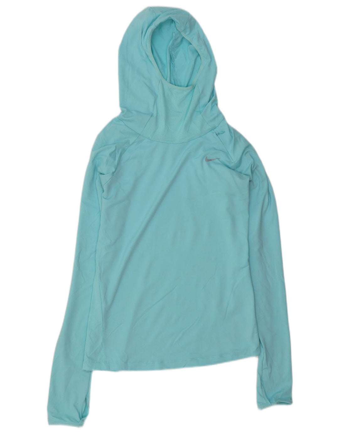 Damska koszulka z kapturem i kapturem NIKE Dri Fit, z długim rękawem, UK 10, mały, niebieski poliester