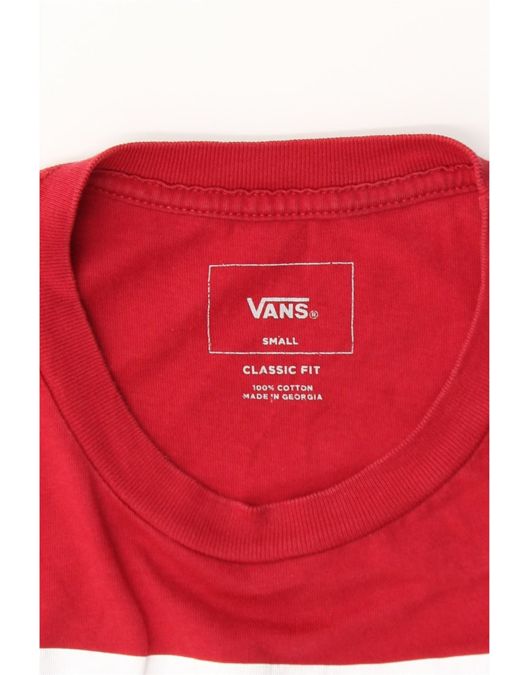 Męski top VANS o klasycznym kroju z grafiką, długim rękawem, mały, czerwony, bawełniany
