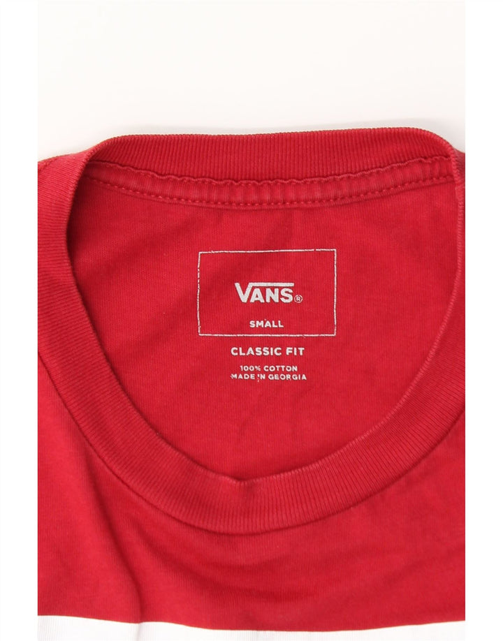 Męski top VANS o klasycznym kroju z grafiką, długim rękawem, mały, czerwony, bawełniany
