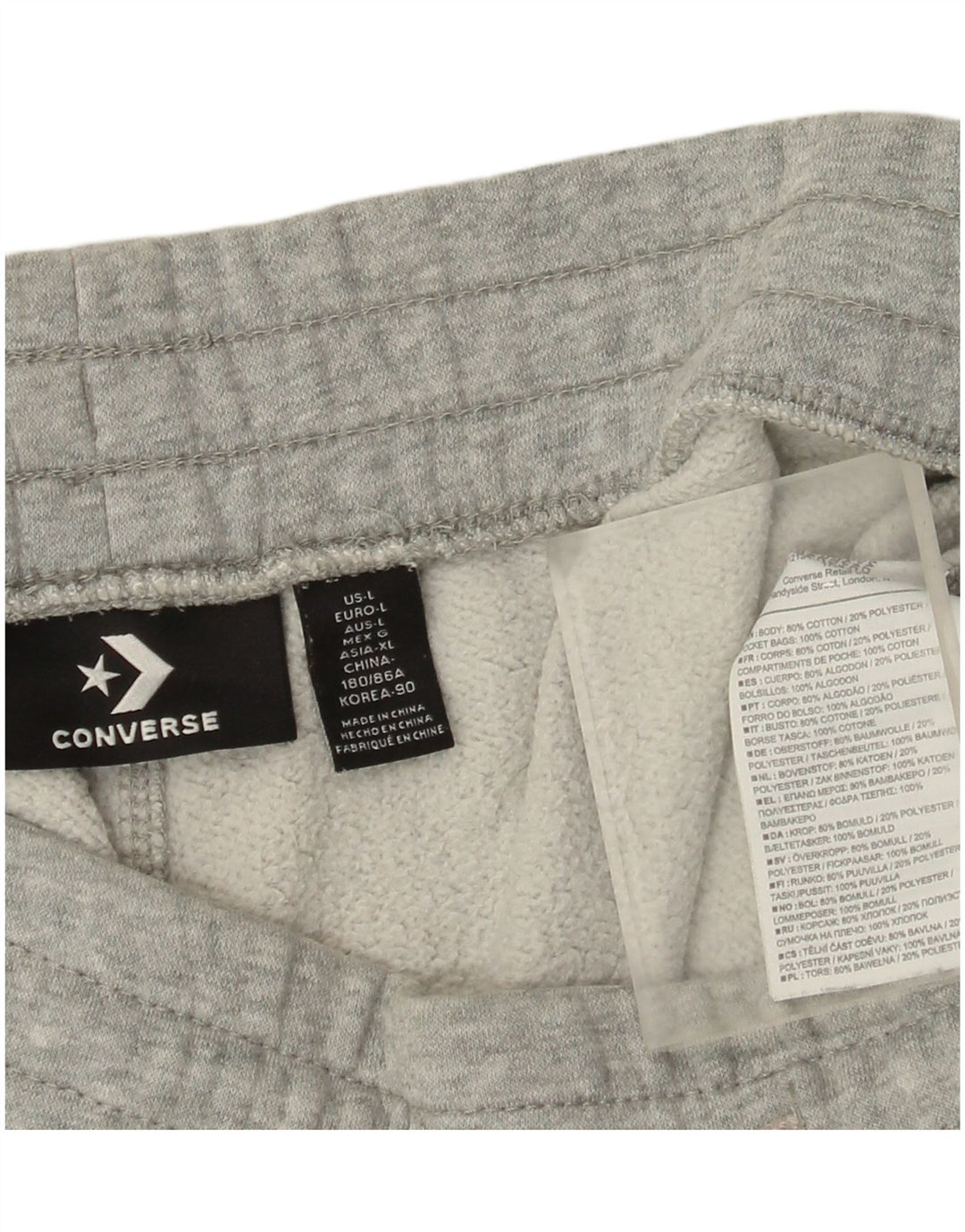 Męskie spodenki sportowe Converse, duże, szare, bawełniane w plamki