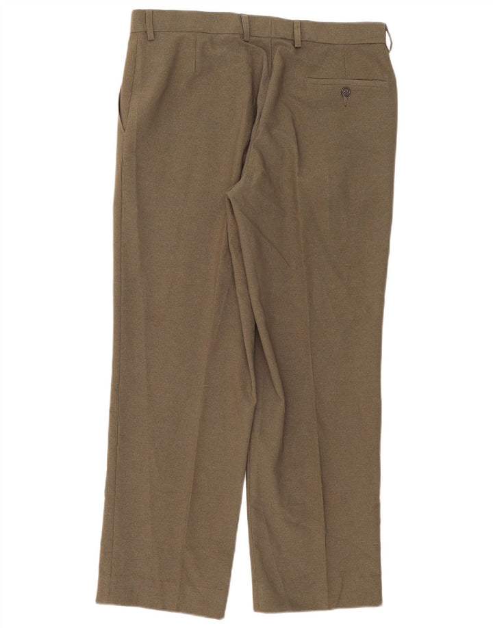 Marks & Spencer Męskie proste spodnie garniturowe W34 L31 Khaki Poliester