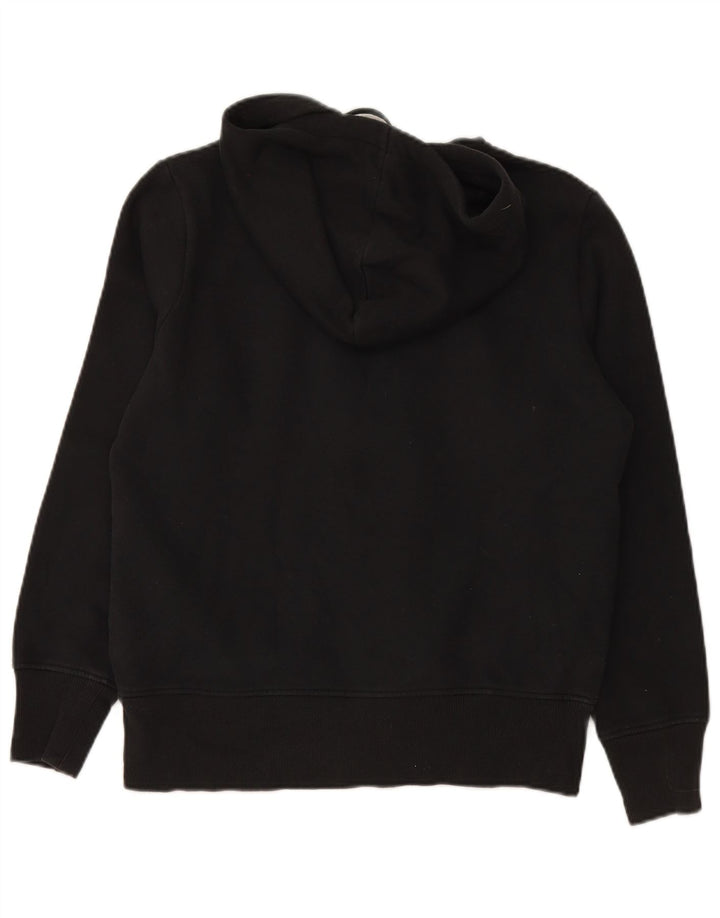 REEBOK Womens Zip Hoodie Sweater UK 14 Medium Black Cotton