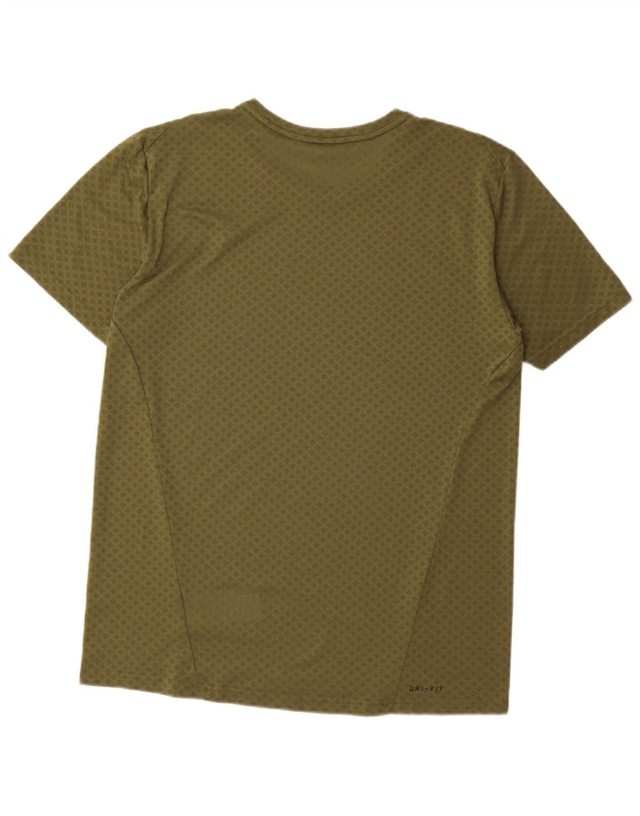 Męski T-shirt Nike Dri Fit Top, średni khaki, geometryczny poliester