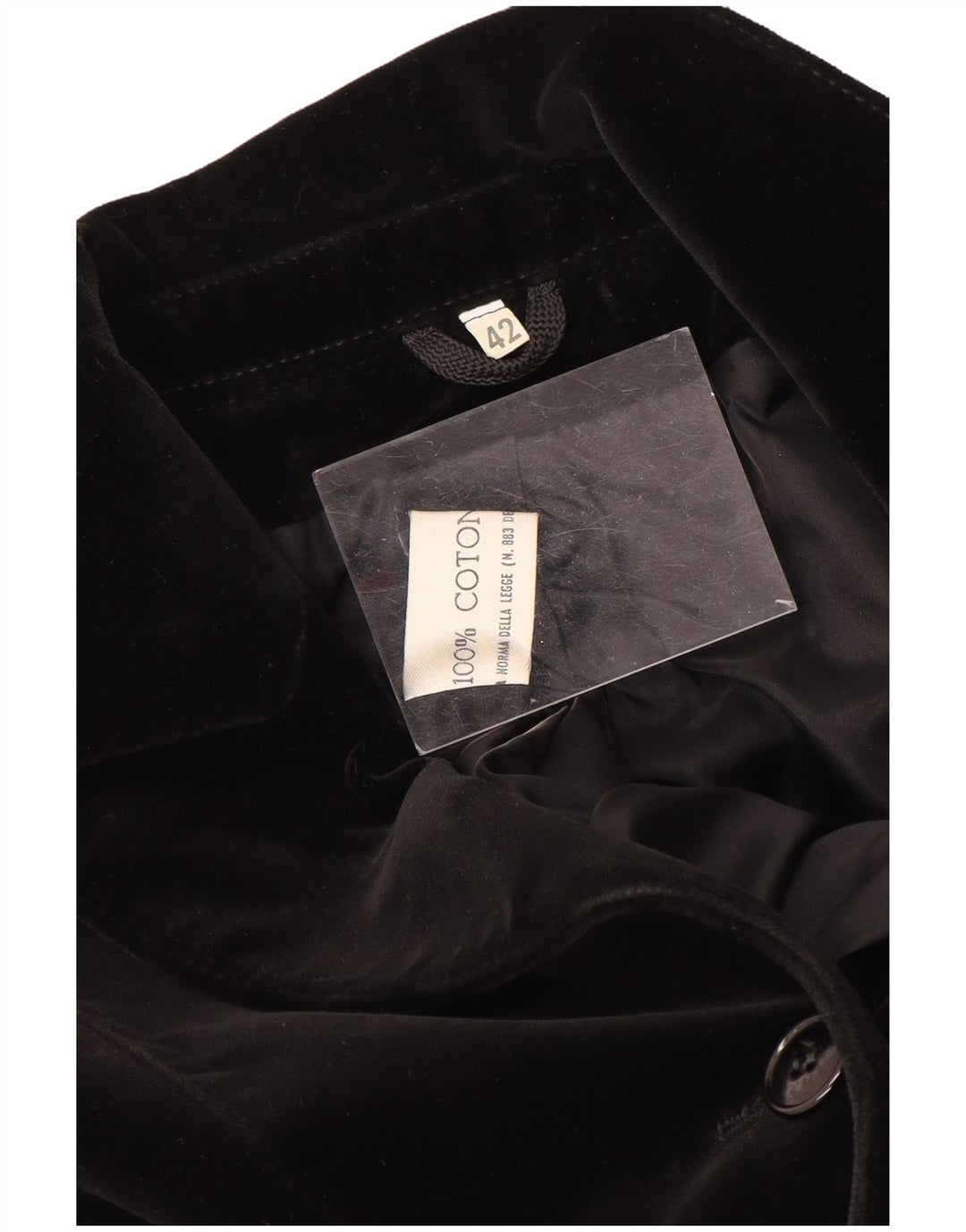 Vintage damska marynarka zapinana na 5 guzików, aksamitna marynarka IT 42, średnia czarna bawełna