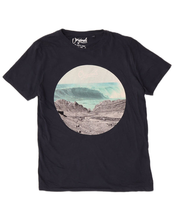 Męska koszulka Jack & Jones Regular Graphic Top Medium Granatowa Natura