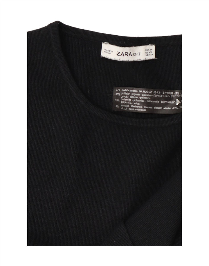 Sweter damski Zara UK 14, modal, średni czarny, z blokami kolorów