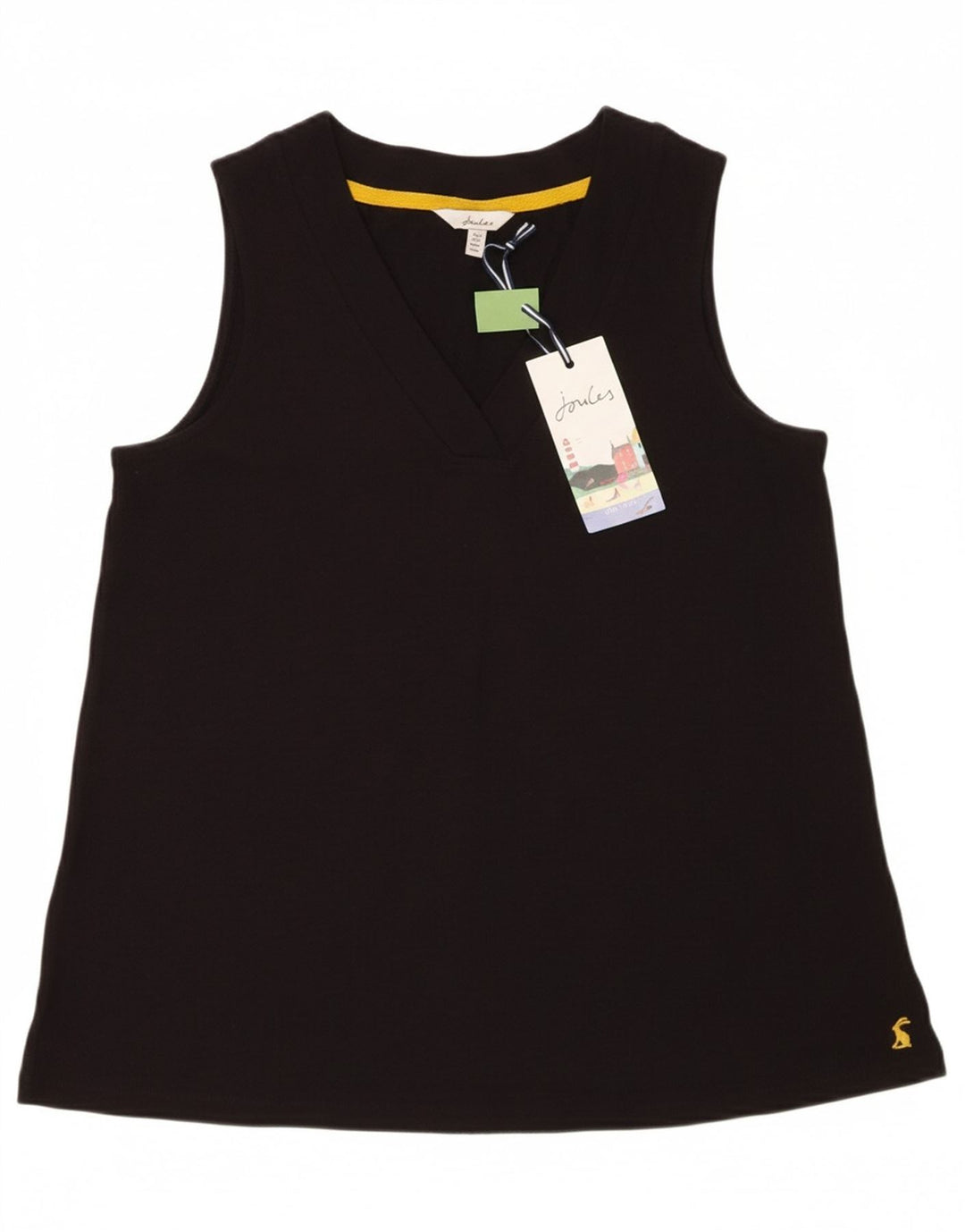 JOULES Womens Vest Top UK 8 Small Black Cotton
