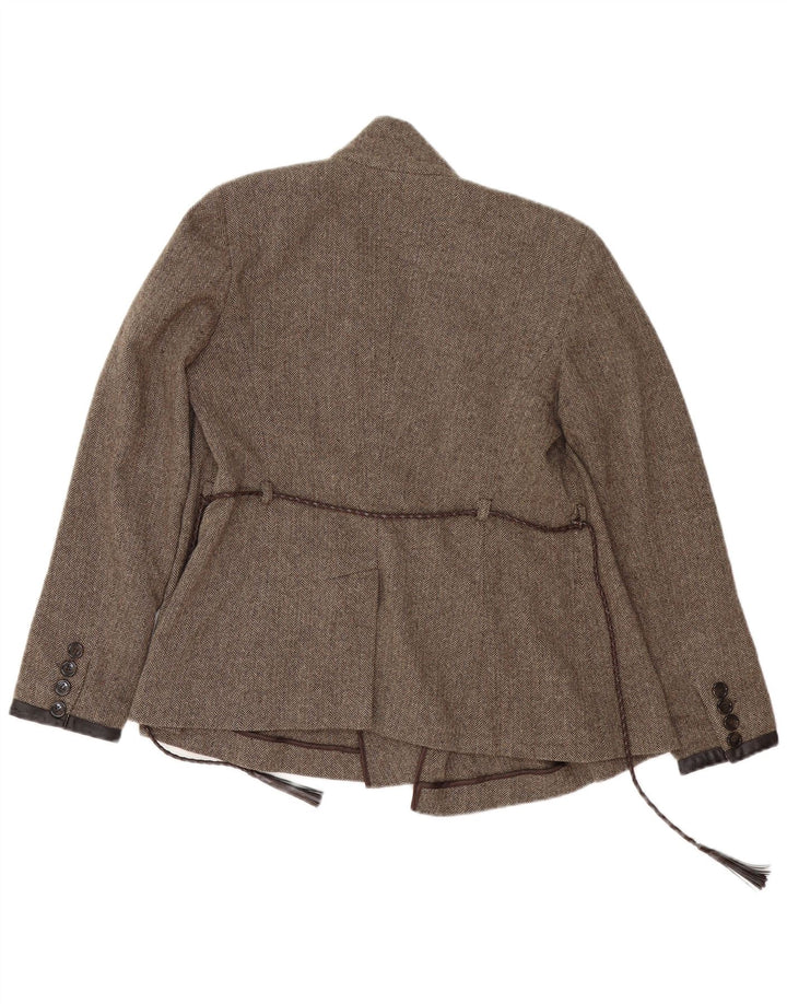 Damska marynarka weekendowa Max Mara UK 12 Średni brąz z dziewiczej wełny