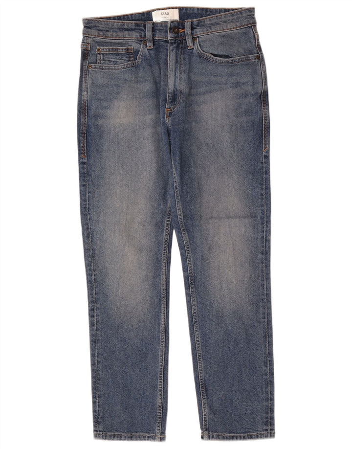 Marks & Spencer Męskie jeansy slim fit W30 L29 Niebieskie bawełniane