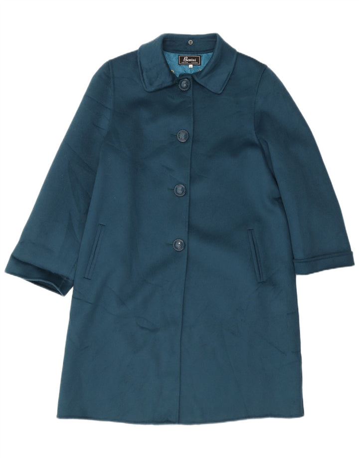 Płaszcz damski w stylu vintage IT 46, duży, granatowy, wełniany