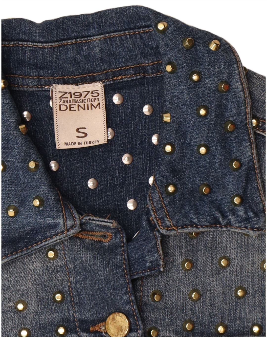 Damska kurtka dżinsowa Zara Crop UK 10 Small, niebieska bawełniana