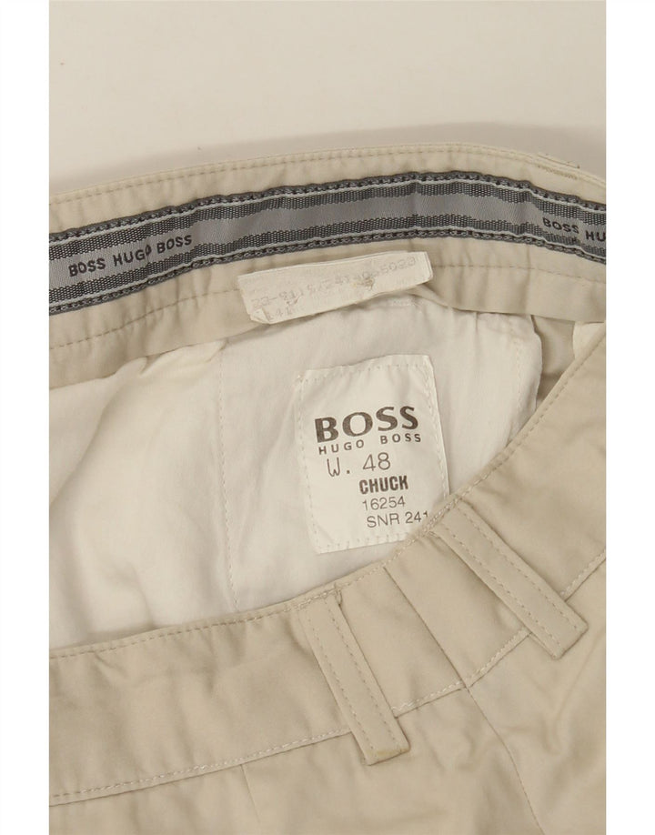 Męskie spodnie garniturowe HUGO BOSS Chuck Straight IT 48 Medium W30 L31 Beżowe