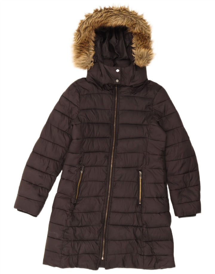 Hobbs Damski płaszcz z kapturem, oversize, wyściełany UK 10, mały, czarny nylon
