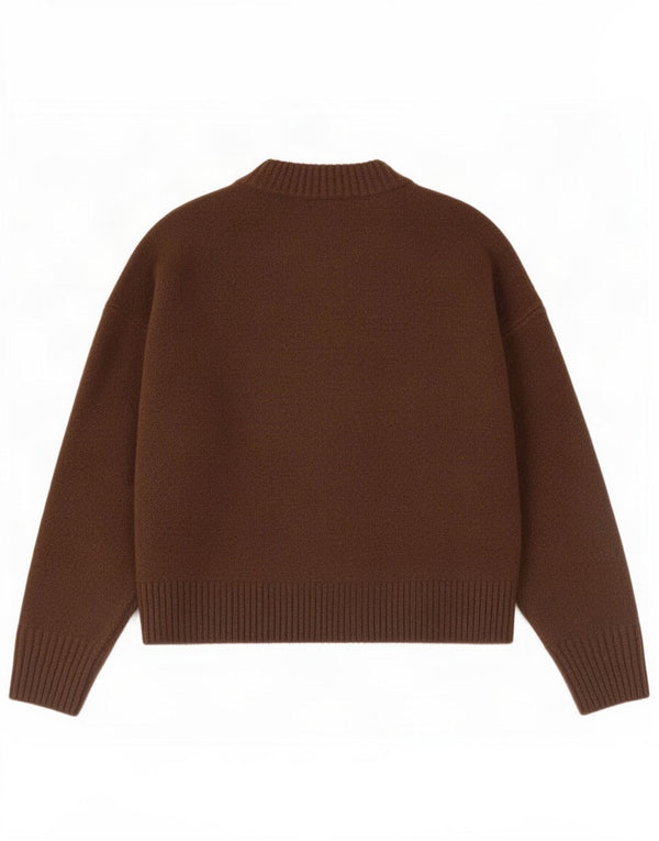 Damski sweter oversize z dekoltem w łódkę Zara UK 10 Small Brown