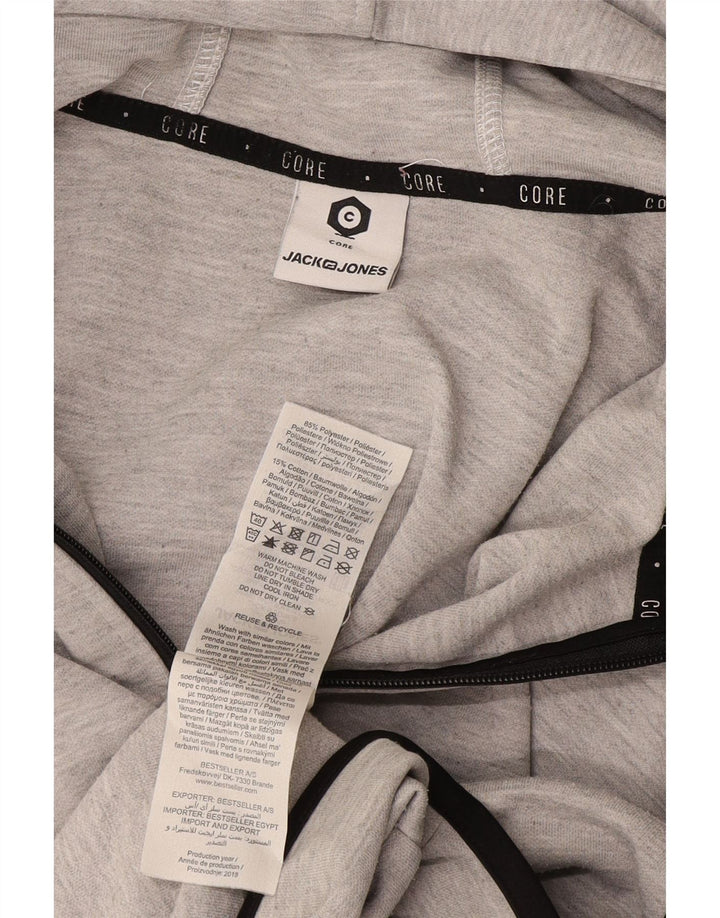 Męski sweter z kapturem i zamkiem Jack & Jones, średnioszary, poliestrowy