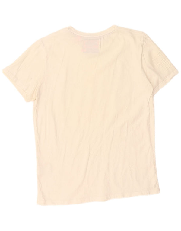 Męski T-shirt z grafiką Superdry, XL, bawełniany, w kolorze złamanej bieli