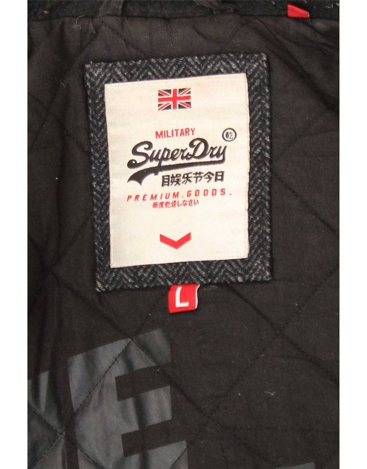 Płaszcz męski Superdry Pea Coat UK 40, duży, szary, wełniany w jodełkę