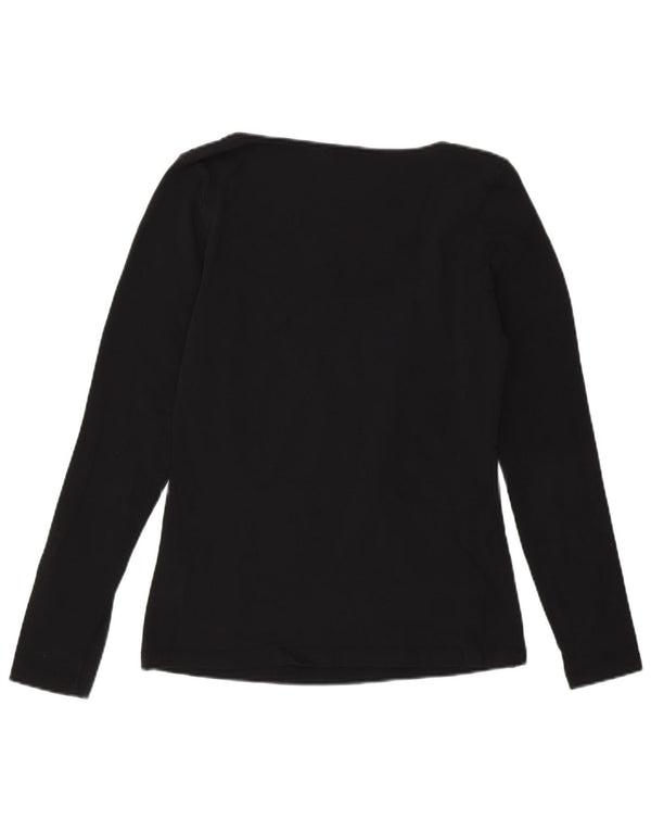 Damski top graficzny Calvin Klein z długim rękawem, UK 14, średni czarny, bawełniany