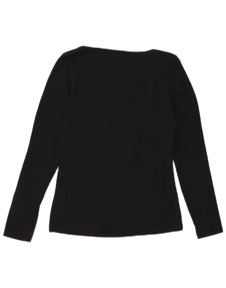 Damski top graficzny Calvin Klein z długim rękawem, UK 14, średni czarny, bawełniany