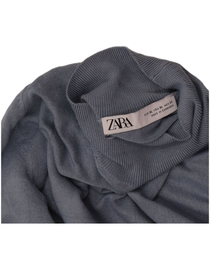 Sweter damski Zara z golfem UK 18 XL niebieski