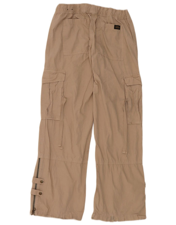 Damskie spodnie cargo z szeroką nogawką Superdry W28 L32 Beżowa bawełna